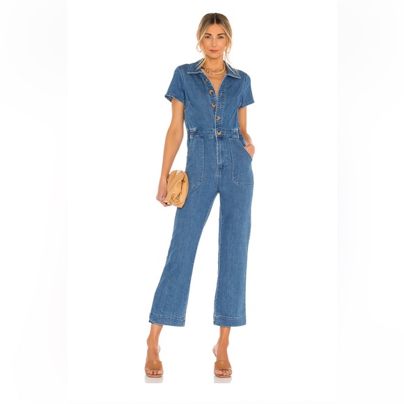 Show Me Your MuMu Pants - NWT Show Me Your Mumu Emery Denim Jumpsuit French Blue Medium Wash Size Small